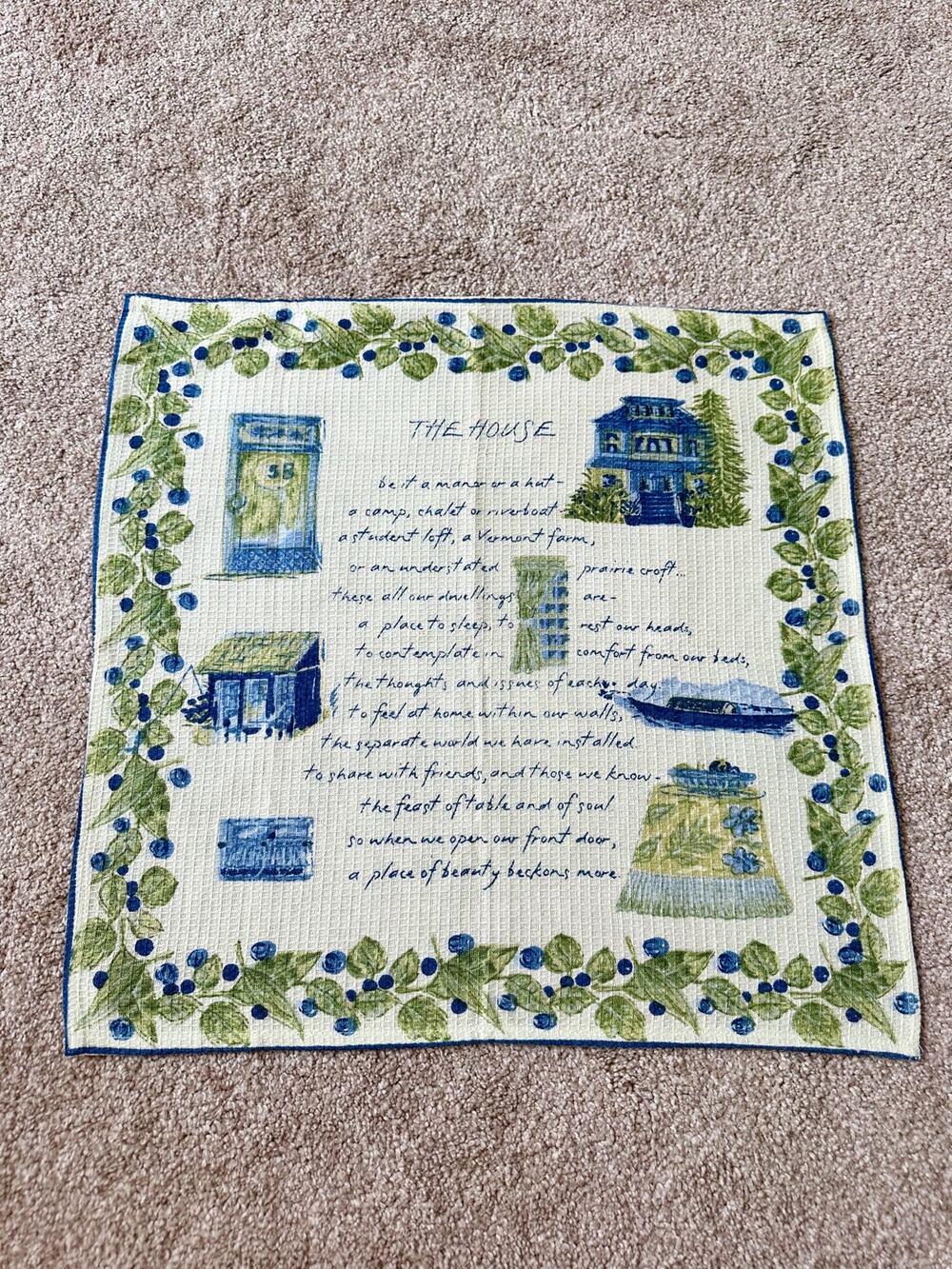April Cornell Vintage 90s The House Poem Tea Towel NWT